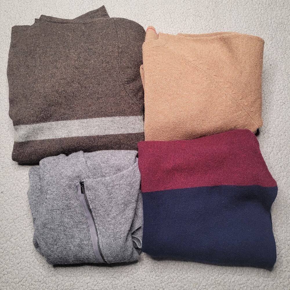 4pc LAMBSWOOL Sweaters Tops Lot Crafts Cutter Flaws Holes Upcycle Fabric DIY